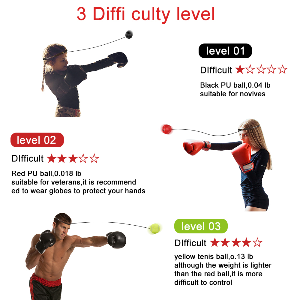 Boxing Ball Reaction Reflex Head Band Punch Fight Muscle Exercise BS